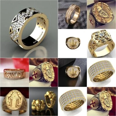 Men Women Rings Size 5-13 Dark Punk Style Cubic Zirconia Alloy Inlay Diamond - Bild 1 von 4