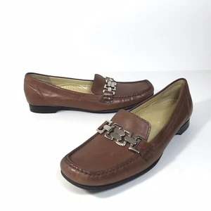 Cole Haan Women's Brown Loafers Chain Link Buckle Size 9.5 AAAA D20972 Slip On - Picture 1 of 10