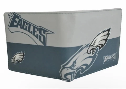 NFL Philadelphia Eagles Men's Printed Logo Leather Bi-Fold Wallet Cover