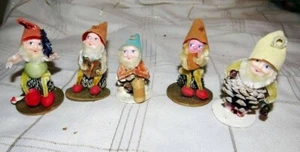 5 VINTAGE MID CENTURY PINE CONE ELF CHRISTMAS ORNAMENTS MIJ - Picture 1 of 4