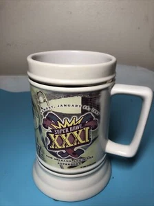 1997 SUPER BOWL XXXI BEER STEIN Mug New Orleans LA. EUC Made In Thailand Vintage - Picture 1 of 7