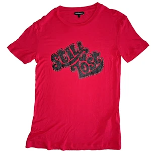 EMPORIO ARMANI Red "Sill Lost" Printed T-shirt Size 42 - Picture 1 of 14