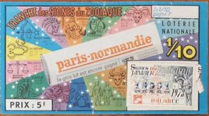 Billet de loterie nationale Janvier 1973 Zodiaque BALANCE - Paris Normandie