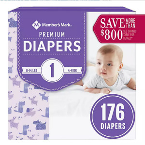 Member's Mark Size 1 Premium Diapers 176 Count 8-14 lbs INTRODUCTORY SALE !!