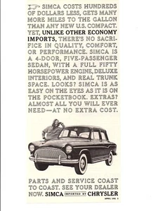 1961 SIMCA / IMPORTED BY CHRYSLER  ~  NICE ORIGINAL PRINT AD - Picture 1 of 1