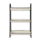 Heavily Distressed White 3-Tier Metal Tray with Black Frame and Rim