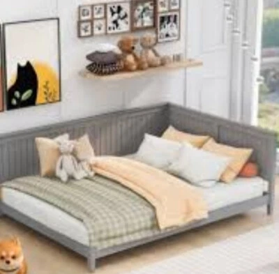 Sofá cama/sofá cama de madera de tamaño completo, gris Foto 1 de 4