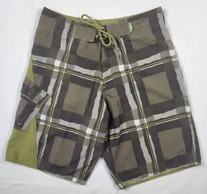 Sims Board Shorts Mens Size 32 Green Swimwear Plaid Drawstring Polyester - Picture 1 of 11