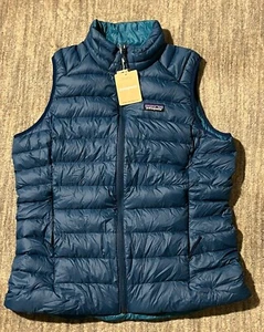 NWT Patagonia Down Sweater Vest Womens Size Large L Lagom Blue Full Zip Warm New - Picture 1 of 4