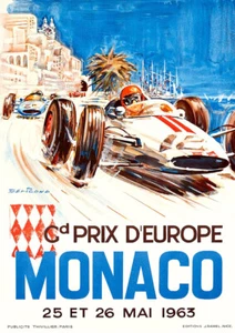 Póster de carrera vintage del Gran Premio de Europa de Mónaco - Imagen 1 de 1