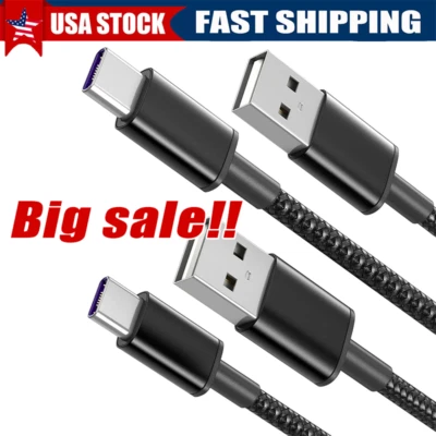 Braided USB C Type-C Fast Charging Data SYNC Charger Cable Cord 3/6/10FT LONG - Image 1 of 4