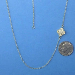 Collana catena 18" ciondolo fiore laterale oro su argento sterling 925 massiccio N322A - Foto 1 di 4