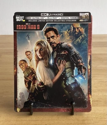 Iron Man 3 Steelbook 4K UHD + Blu-Ray Limited Edition W/ J-Card & Protector OOP Foto 1 de 4