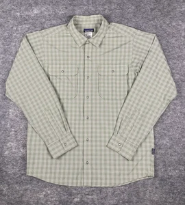 Patagonia Shirt Mens M Green Check Snap Long Sleeve Performance Roll Tab Hiking - Picture 1 of 8