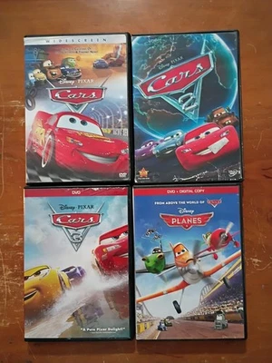 4 Disney Pixar Cars DVD Lot: Cars 1, 2 & 3, + Planes Kids Family - Image 1 of 4