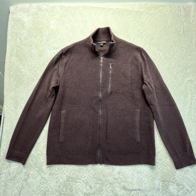 Cárdigan Suéter Banana Republic Para Hombres XL Vino Cremallera Completa Tejido Gofre Manga Larga Foto 1 de 4