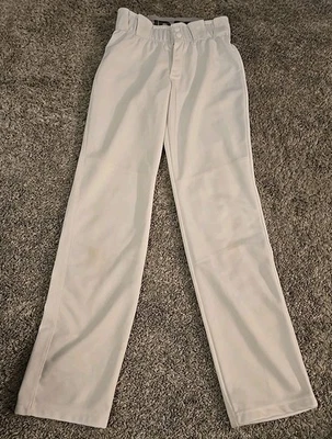 Pantalones de béisbol Adidas para niños blancos talla mediana cintura elástica broches de presión Foto 1 de 3
