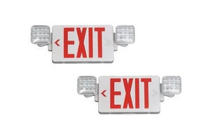 Exit Sign with Emergency Lights Red, LED Emergency Exit Light with Battery Ba... - Picture 1 of 6