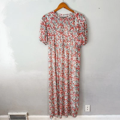 Maxi Vestido ZARA Floral Malla Calada NUEVO CON ETIQUETAS NUEVO Pequeño Foto 1 de 4
