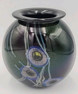 Eickholt 2001 Multicolored Dichroic Seascape Urchin Glass Vase 5 1/4" T - Picture 1 of 11
