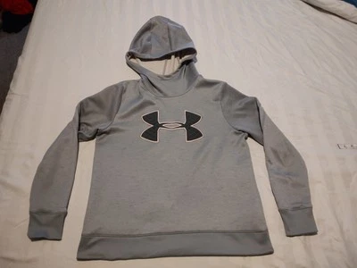 Under Armor Cold Gear Hoodie Sweatshirt Womens Medium Loose Gray Pink - Image 1 of 4