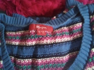 Monsoon Cotton Short-sleeve Cardigan. Blues, pinks, blk n white stripe. UK 18 - Picture 1 of 4