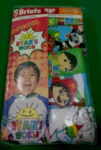 Ryan's World Boy's Briefs (5 in a pack) 100% Cotton - Size 6 - Picture 1 of 8