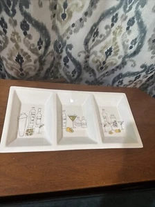 Martini by Ursula Dodge Signature Housewares 3 Sectioned Divided Ceramic Tray - Picture 1 of 7