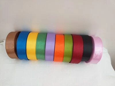 Bundle Job Lot 10 Meters Assorted Bright Satin  Ribbons 1" Sewing Art Craft - Image 1 of 3