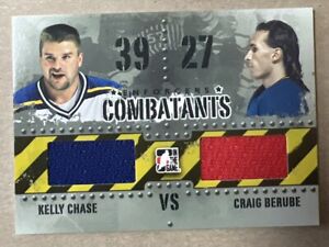 KELLY CHASE GAME USED JERSEY CARD ENFORCERS COMBATANTS DUAL JERSEY CRAIG BERUBE 