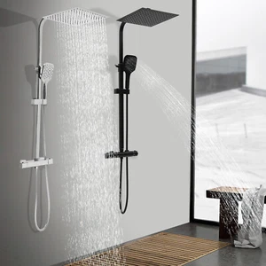 G1/2 Duschsystem Duscharmatur Mit Thermostat Regendusche Handbrause Dusche Satz - Picture 1 of 41