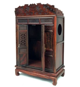 Altare Buddha Intagliato Palissandro Santuario Butsudan Dio Zen Arredamento Preghiera Portatile - Foto 1 di 6