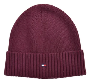 TOMMY HILFIGER - STRICKMÜTZE FLAG BEANIE - BAUMWOLLE KASCHMIR - ROT - NEU - Bild 1 von 1
