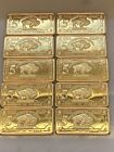 Lot of 10 - 5 Gram 100 Millls Gold Buffalo Bullion Bars .999 Fine 24K Bullion