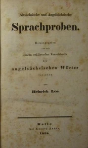 MUESTRAS DE INGLÉS ANTIGUO con DICCIONARIO / HEINRICH LEO 1838, INGLÉS / RARO - Imagen 1 de 7