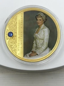 Retratos de la princesa Diana 2013 enorme 70 mm cristal de Swarovski azul con capas doradas - Imagen 1 de 4