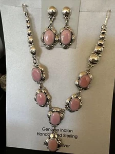 Collar de Gargantilla Rosa Navajo Colgante de Plata Esterlina Pendientes de 18"" 16127 - Imagen 1 de 12