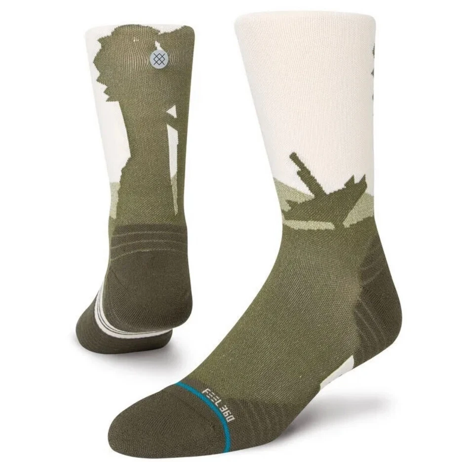 Stance Adult Green Crew Nylon Cushion Star Wars Moon Performance Socks Sz L 9-13