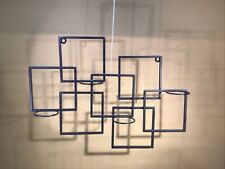 Modern Geometric Metal Wall Art Sculpture - Black Squares 17” X 12.5”, 4 Holders