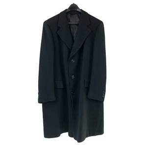 Hart Schaffner Marx Black Wool Coat Vintage Union Made 48.5 x 41 - Picture 1 of 4