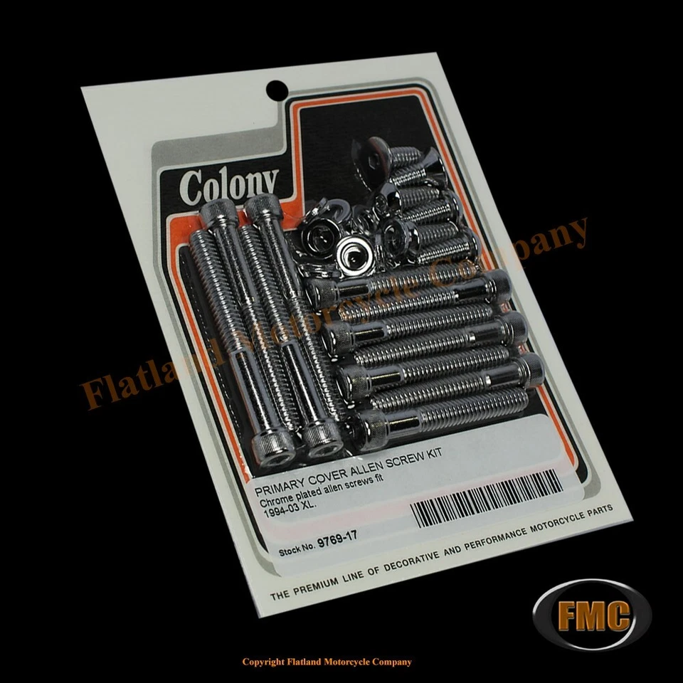 Colony 9769-17, Primary Cover Screw Kit, 1994-2003 XL, Knurled Allen, Chrome Foto 1 de 1