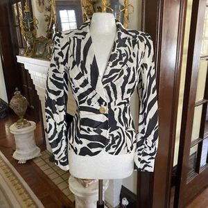 Escada Damen Satin Animal Print Zebramuster Leopardenmuster Jacke Größe 38. - Bild 1 von 14