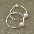 Rosaline Pale Pink Crystal Pearl & 15mm Sterling Silver Hoop Earrings + Gift Box