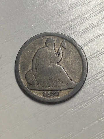 1837 Seated Dime, Much better date, No stars Type Coin, Very Nice, Free shipping Cover