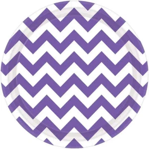 New Purple Chevron Paper Plates 23cm 8pk Birthday Party Tableware Decorations - Picture 1 of 1
