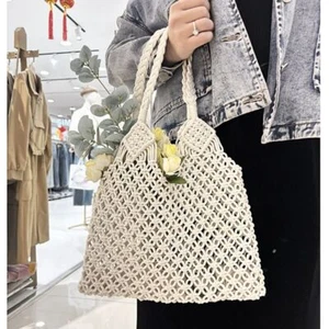 Hollow Crossbody Bag Cotton Shoulder Bag Casual Messenger Bag - Picture 1 of 18