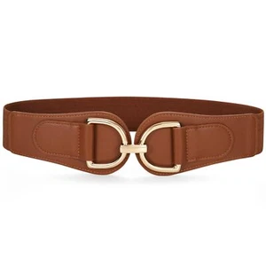 Vintage Women Stretchy Wide Belt Chunky Buckle Elastic Wide Waist Belts for D... - Picture 1 of 6