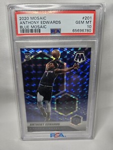 2020-21 Panini Blue Mosaic Prizm #201 Anthony Edwards RC Rookie 74/99 PSA 10