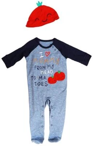 Jungen Baby Mama To-Ma-Toes All in One Strampler & Tomatenmütze Set 6 bis 18 Monate - Bild 1 von 2