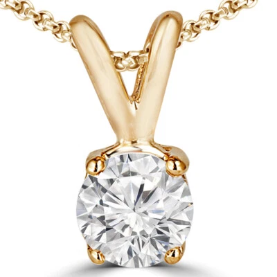0.17 CT Round I1 J Diamond Solitaire Pendant Necklace 14K Yellow Gold - Image 1 of 3